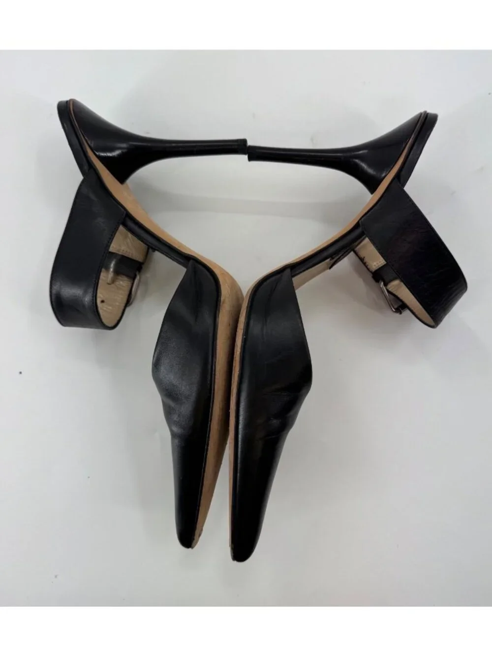 Michael Kors Black Leather Pointed-Toe Slingback Heels Size 9 Made In Italy